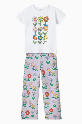 Wide-leg Floral Pants in Organic Cotton