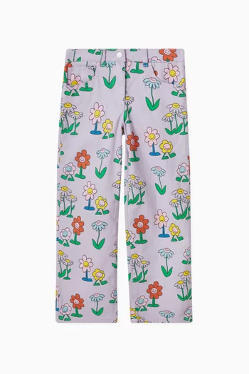 Wide-leg Floral Pants in Organic Cotton