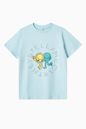 Smiley Sun & Earth Graphic T-shirt in Organic Cotton