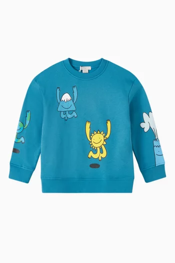 Cartoon Elements Printed Sweatshirt in Cotton