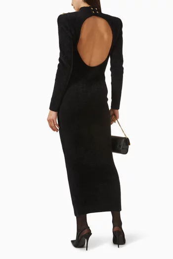 فستان بأزرار نسيج