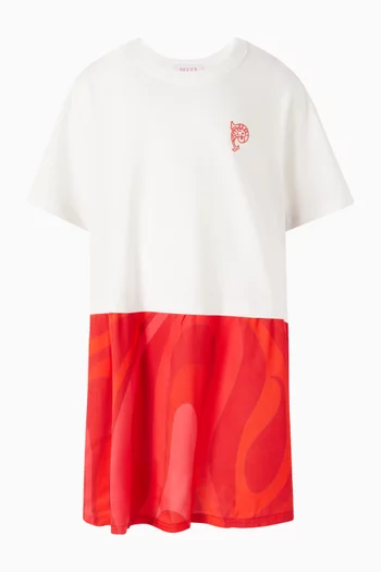 فستان بنمط تي شيرت جيرسيه بنقشة تجريدية الماركة