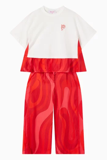 بنطال بنقشة تجريدية فيسكوز