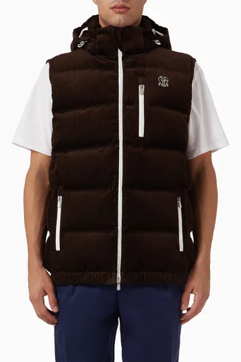 Padded Down Vest in Corduroy