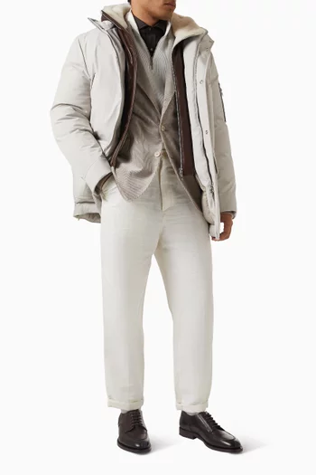 Down Padding Parka Jacket in Stretch Bonded Nylon