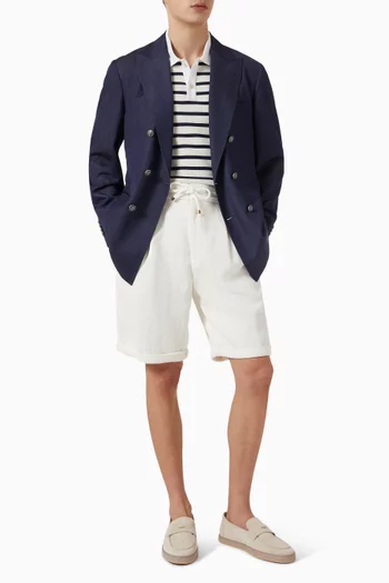 شورت برمودا برباط تضييق قطن وكتان