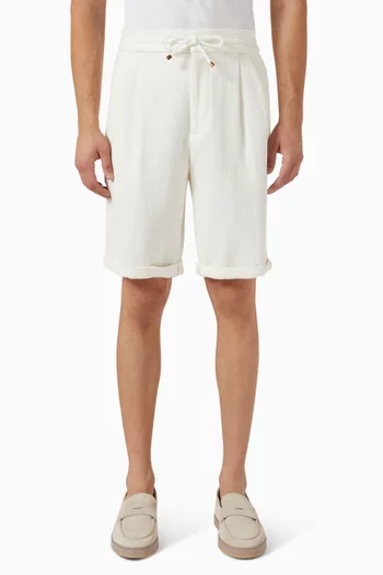 شورت برمودا برباط تضييق قطن وكتان