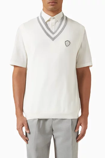 V-neck Knit Vest in Cotton