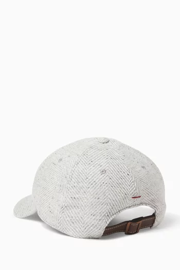 Flecked Chevron Baseball Cap in Wool & Cashmere