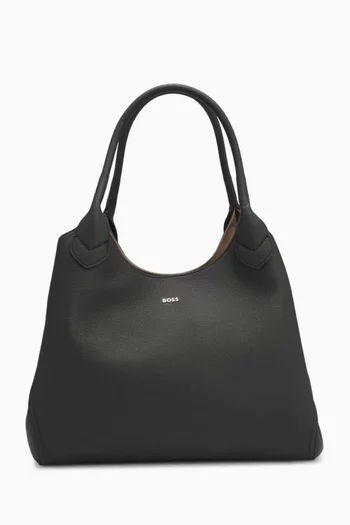 حقيبة يد بشعار الماركة جلد بارز الملمس