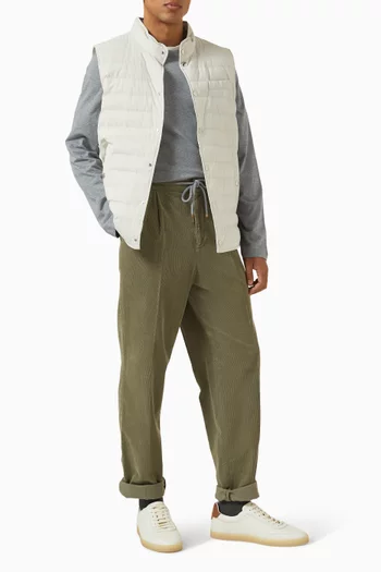 Garment-dyed Pants in Cotton Narrow Wale Corduroy