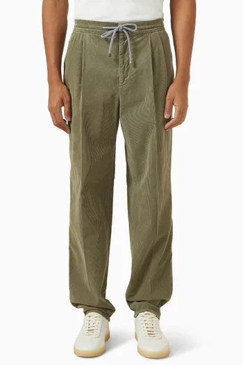 Garment-dyed Pants in Cotton Narrow Wale Corduroy
