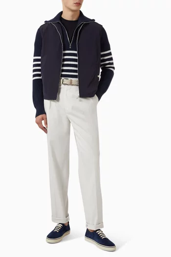 Half English Rib Striped Sweater in Cotton Knit