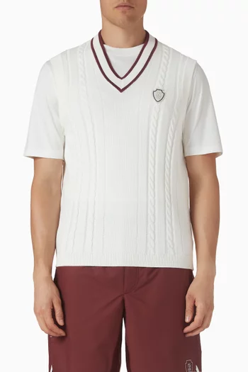 Cable-knit Sweater Vest in Cotton