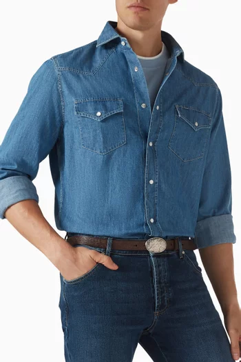 Oval Buckle Belt in Leather