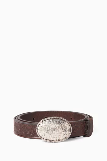 Oval Buckle Belt in Leather