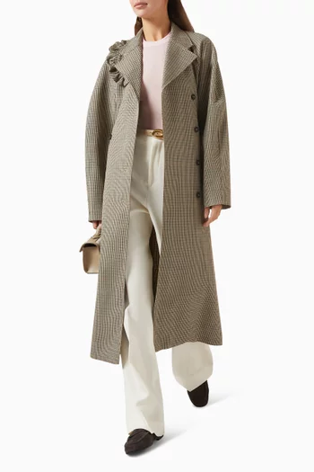 معطف كورديليا مزين بنقشة مربعات صوف