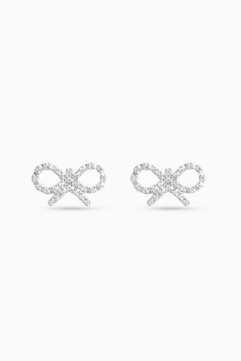 Micro Crystal Bow Earrings in Silver-plated Brass