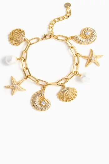 Multi-charm Bracelet in Gold-plated Brass