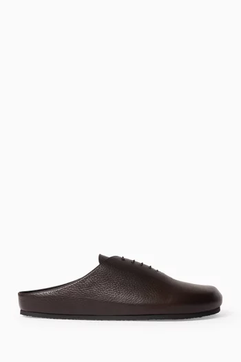 Derby Mules in Grained Leather