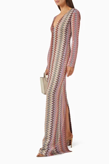 V-neck Zigzag Dress in Rayon Blend