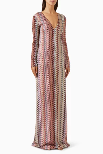 V-neck Zigzag Dress in Rayon Blend