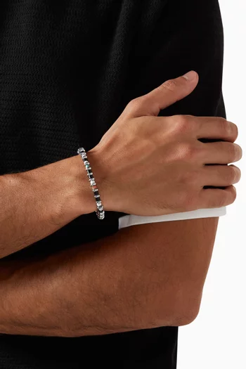 Hematite Roundel Beaded Bracelet in Sterling Silver