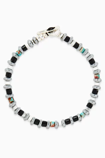 Hematite Roundel Beaded Bracelet in Sterling Silver