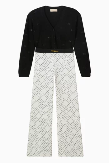 Monogram-print Flared Pants in Crepe