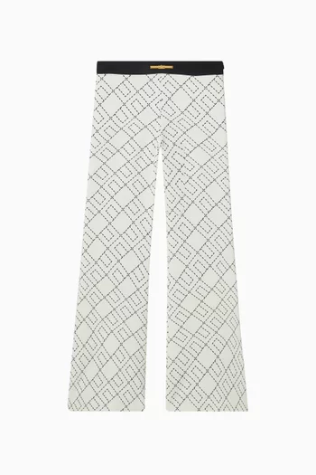 Monogram-print Flared Pants in Crepe