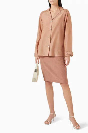 Crinkled Midi Skirt in Silk-cotton