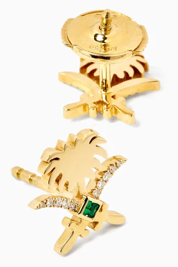 Turathi Diamond Stud Earrings in 18kt Yellow Gold