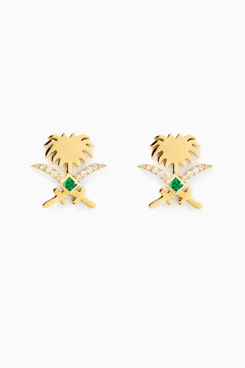Turathi Diamond Stud Earrings in 18kt Yellow Gold