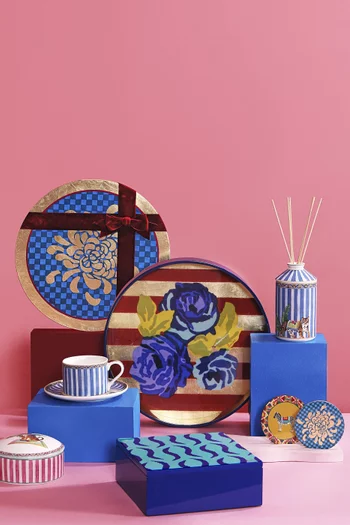 Nizam Striped Lacquered Round Tray, 35 x 35cm