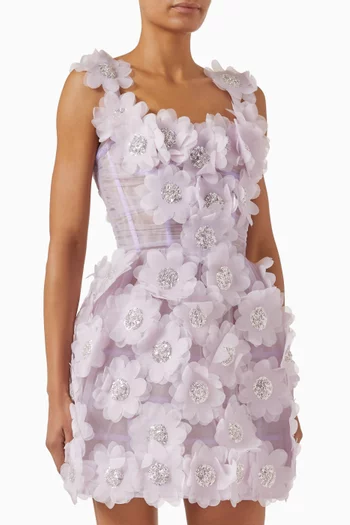 Rosalie Floral-appliqué Mini Dress