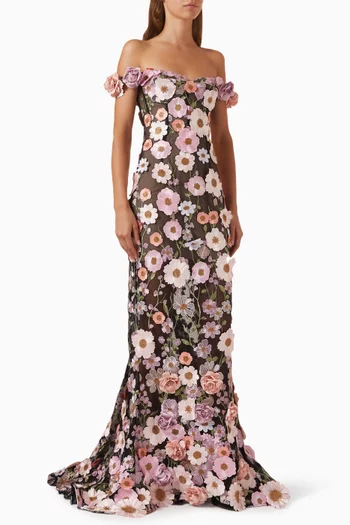 فستان ياسمين بأكتاف مكشوفة