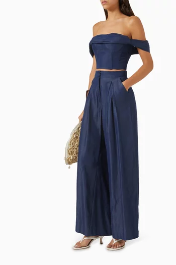 De Azahar Off-shoulder Top in Tencel Denim