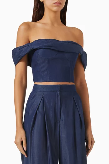 De Azahar Off-shoulder Top in Tencel Denim