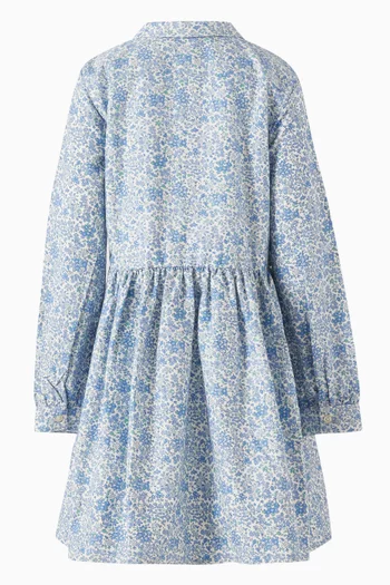 Floral-print Flared Shirt Dress