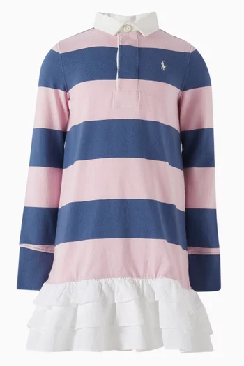 فستان بولو مخطط بشعار الماركة