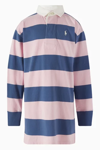 فستان بولو مخطط بشعار الماركة