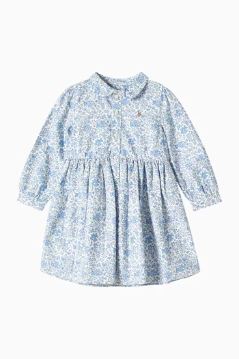 Floral-print Flared Shirt Dress