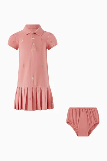 Logo Pleated Polo Dress