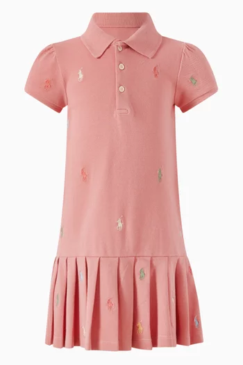 Logo Pleated Polo Dress