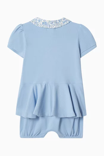 Collared Peplum Playsuit in Cotton-piqué