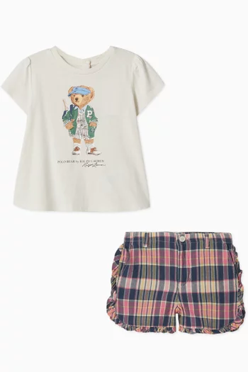 Bear Peplum Top & Shorts Set in Cotton