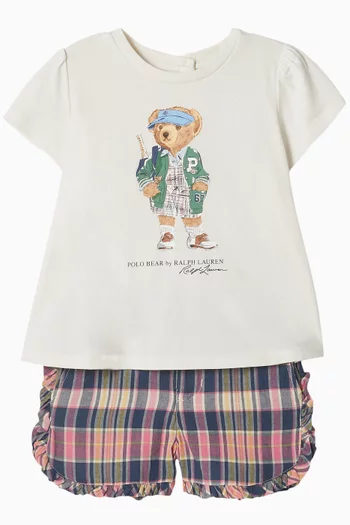 Bear Peplum Top & Shorts Set in Cotton