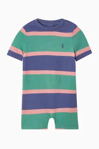 Logo Stripe Romper in Cotton