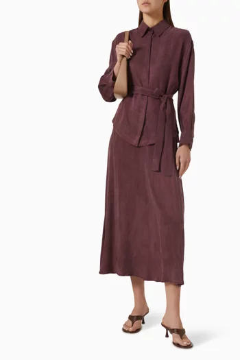 Liva Stoned Top & Skirt Set in Silk