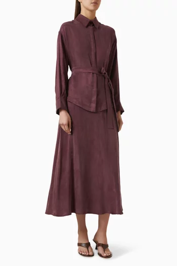 Liva Stoned Top & Skirt Set in Silk
